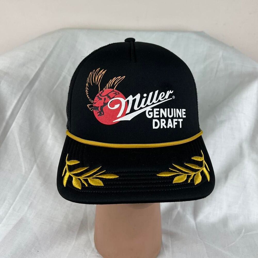 Miller Genuine Draft embroidered trucker snapback hat